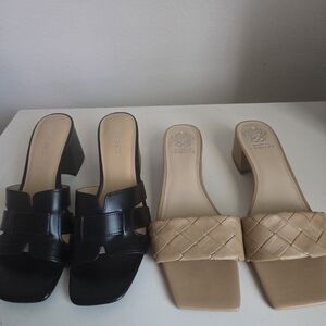 Nine West Black Heels and Vince Camuto Tan Sandals